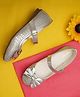 boyz n galz Velcro Closure Ballerina With Bow Applique - Silver