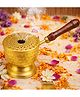 YUNHI Mirgan Gold Finished Metal Dhoop/Incense Burner with Wooden Handle | Engraved Lid for Smooth Smoke Flow | Traditional Pooja & Aromatherapy Holder