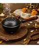 YUNHI Black Metal Dhoop Burner with Wooden Handle | Round Mesh Lid for Smooth Smoke Flow | Loban, Kapoor & Incense Holder for Pooja & Home Use