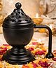 YUNHI Black Iron Dhoop Burner with Metal Pipe Handle | Diamond Cut Lid for Smooth Smoke Flow | Heavy Duty Loban, Kapoor & Incense Holder for Pooja