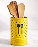 YUNHI Metal Kitchen Utensil Holder for Countertop, Spoon & Spatula Stand, Cutlery Organizer for Ladle & Cooking Tools, Modern Kitchen Storage Container (Yellow)