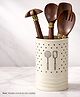 YUNHI Metal Kitchen Utensil Holder for Countertop, Spoon & Spatula Stand, Cutlery Organizer for Ladle & Cooking Tools, Modern Kitchen Storage Container (Ivory)