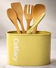 YUNHI Metal Utensil & Cutlery Holder with Handle for Countertop, Spoon Spatula Ladle Stand, Cooking Tools Storage Container, Kitchen Organizer (Yellow)