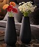 YUNHI Metal Flower Vase Set of 2 for Home Decor | Textured Matte Finish Decorative Vases for Living Room, Bedroom & Office | Elegant Flower Holder for Fresh & Artificial Flowers |Black Textured Combo