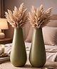 YUNHI Metal Flower Vase Set of 2 for Home Decor | Textured Matte Finish Decorative Vases for Living Room, Bedroom & Office | Elegant Flower Holder for Fresh & Artificial Flowers |Green Textured Combo
