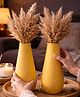 YUNHI Metal Flower Vase Set of 2 for Home Decor | Textured Matte Finish Decorative Vases for Living Room, Bedroom & Office | Elegant Flower Holder for Fresh & Artificial Flowers |Yellow Textured Combo