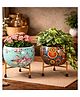 Yunhi Modern Metal Meenakari Pot Combo With Stand,Pack2