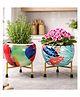 Yunhi Modern Metal Meenakari Pot Combo With Stand,Pack2