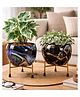 Yunhi Modern Metal Meenakari Pot Combo With Stand,Pack2