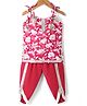 Teentaare Cotton Woven Sleeveless Floral Printed Kurta & Salwar Set With Applique - Red