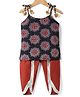 Teentaare Cotton Woven Sleeveless Floral Printed Kurta & Salwar Set - Navy Blue