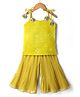 Teentaare Cotton Woven Sleeveless Kurta & Sharara Set With Bandhani Print & Lace Detailing - Mustard