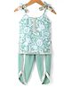 Teentaare Cotton Woven Sleeveless Floral Printed Kurta & Salwar Set - Sea Green