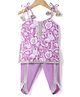 Teentaare Cotton Woven Sleeveless Floral Printed Kurta & Salwar Set - Lilac