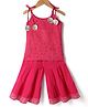 Teentaare Cotton Woven Sleeveless Floral Printed Kurta & Sharara Set - Red