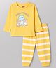 Babyhug Cotton Knit Full Sleeves Animal Printed & Striped T-Shirt & Pyjama Night Suit - Yellow