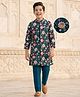 Pine Kids Woven Full Sleeves Floral Embroidered & Sequinned Kurta & Pyjama Set - Navy Blue