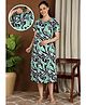 Moms Ever Knitted Knit Half Sleeves Abstract Printed Nighty With Overlap Nursing Access - Green