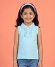 Kaboosh Cotton Knit Sleeveless Frill Detailed Polo Tee - Sky Blue