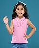 Kaboosh Cotton Knit Sleeveless Frill Detailed Polo Tee - Pink