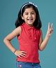 Kaboosh Cotton Knit Sleeveless Frill Detailed Polo Tee - Coral