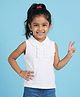 Kaboosh Cotton Knit Sleeveless Frill Detailed Polo Tee - White