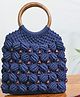 Sarmaya Navy Blue Ring Handmade Macrame Bag