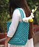 Sarmaya Teal Macrame Tote Bag