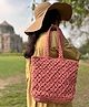 Sarmaya Peach Macrame Tote Bag