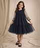 Cherry Crumble By Nitt Hyman Cotton Woven Three Fourth Sleeves Solid Dress - Navy Blue