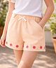 Cherry Crumble By Nitt Hyman Cotton Woven Floral & Bow Applique Detailed Casual Shorts - Peach