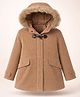 Cherry Crumble By Nitt Hyman Cotton Knit Full Sleeves Ribbed & Fur Detailed Hooded Jacket - Beige
