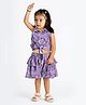 Rose Couture Cotton Blend Woven Sleeveless Abstract Printed Top & Short Set - Lavender