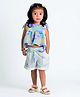 Rose Couture Cotton Blend Woven Sleeveless Brush Colour Printed Top & Shorts Set -Lavender