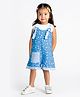 Rose Couture Cotton Blend Woven Sleeveless Hearts Printed Dungaree With Tee - Blue