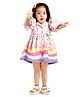 Couture Cotton Blend Woven Half Puffed Sleeves Abstract Printed Dress - Multi Colour