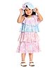 Rose Couture Cotton Blend Woven Sleeveless Typography Printed Layered Dress With Hat - Pink