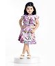Rose Couture Cotton Blend Woven Half Sleeves Floral Printed Coordinating Top & Skirt Set - Lavender