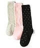 Pine Kids Cotton Knit Polka Dot Design Socks Pack of 3 - Pink Grey & Black