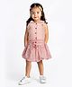 Rose Couture Cotton Blend Woven Sleeveless Floral Applique Detailed Top & Skirt Set - Peach