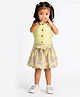 Rose Couture Cotton Blend Woven Sleeveless Floral Applique Detailed Top & Skirt Set - Yellow