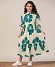 Fashion Dream Rayon Woven Three Fourth Sleeves Floral Printed Dress - Teal Blue