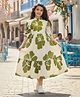Fashion Dream Rayon Woven Three Fourth Sleeves Floral Printed Dress - Green