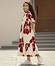 Fashion Dream Rayon Woven Three Fourth Sleeves Floral Printed Dress - Red