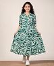 Fashion Dream Rayon Woven Three Fourth Sleeves Tropical Theme  Printed Dress - Green