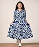 Fashion Dream Rayon Woven Three Fourth Sleeves Tropical Theme  Printed Dress - Blue