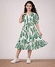 Fashion Dream Rayon Woven Three Fourth Sleeves Abstract Printed Dress - Green