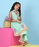 BIBA Cotton Woven Sleeveless Floral Printed Kurti & Salwar Set With Dupatta - Green