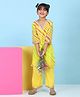 BIBA Cotton Woven Three Fourth Sleeves Striped Lace Embellished Kurti & Pants Set - Yellow