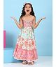 BIBA Cotton Woven Sleeveless Sequins & Beads Embellished Floral Printed Dress - Pink